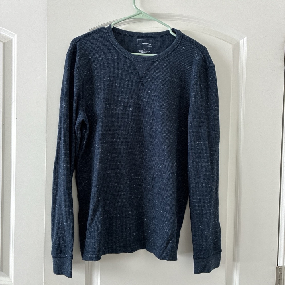 Sonoma Dark Blue Textured Long Sleeve
